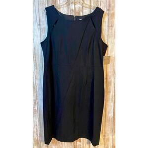 Kasper Black Sleeveless Sheath Dress with Neckline Cutouts Size 18 NWT